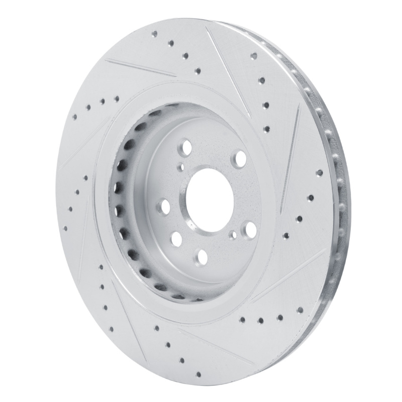 Lexus RX350h Brake Rotor (1) - Front Left - R1 Concepts - Drilled & Slotted - Silver - `20-`25